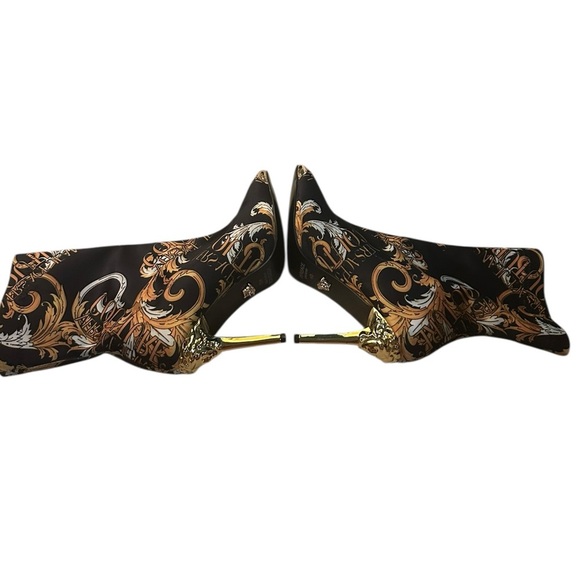 Versace Jeans Couture Scarlett ankle boots black and gold baroque print size 40 - Picture 7 of 12